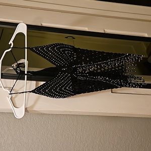 Black beaded knit top